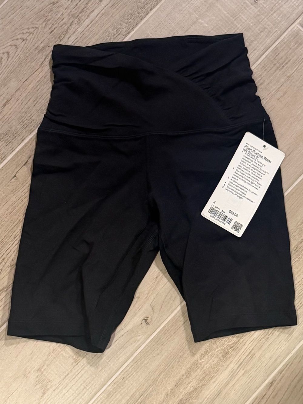 lululemon athletica align black ruched waist hr short 8”